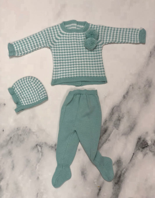 CABLE-KNIT BABY KNITTED SET IN BLUE